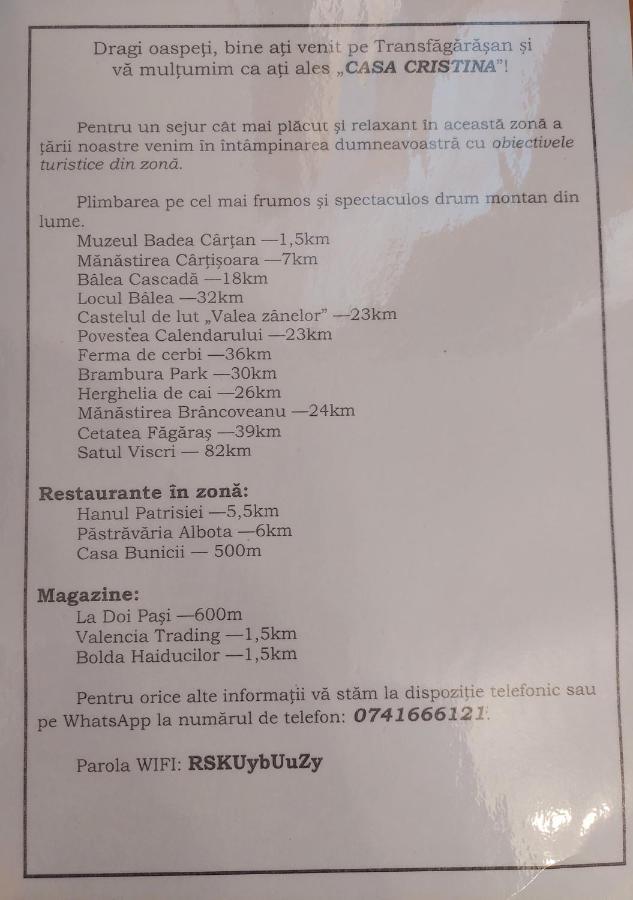 Casa Cristina 호텔 Cîrţişoara 외부 사진